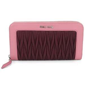 Miu Miu MIU Outlet Long Wallet with Zip-Around Matelasse Finish, Pink, Women's